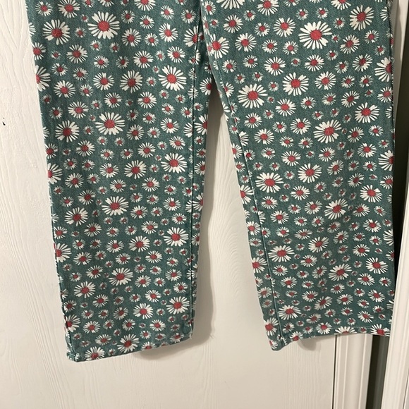 Cider Teal Green Floral Straight Leg Denim Jeans Size Small - Picture 3 of 6
